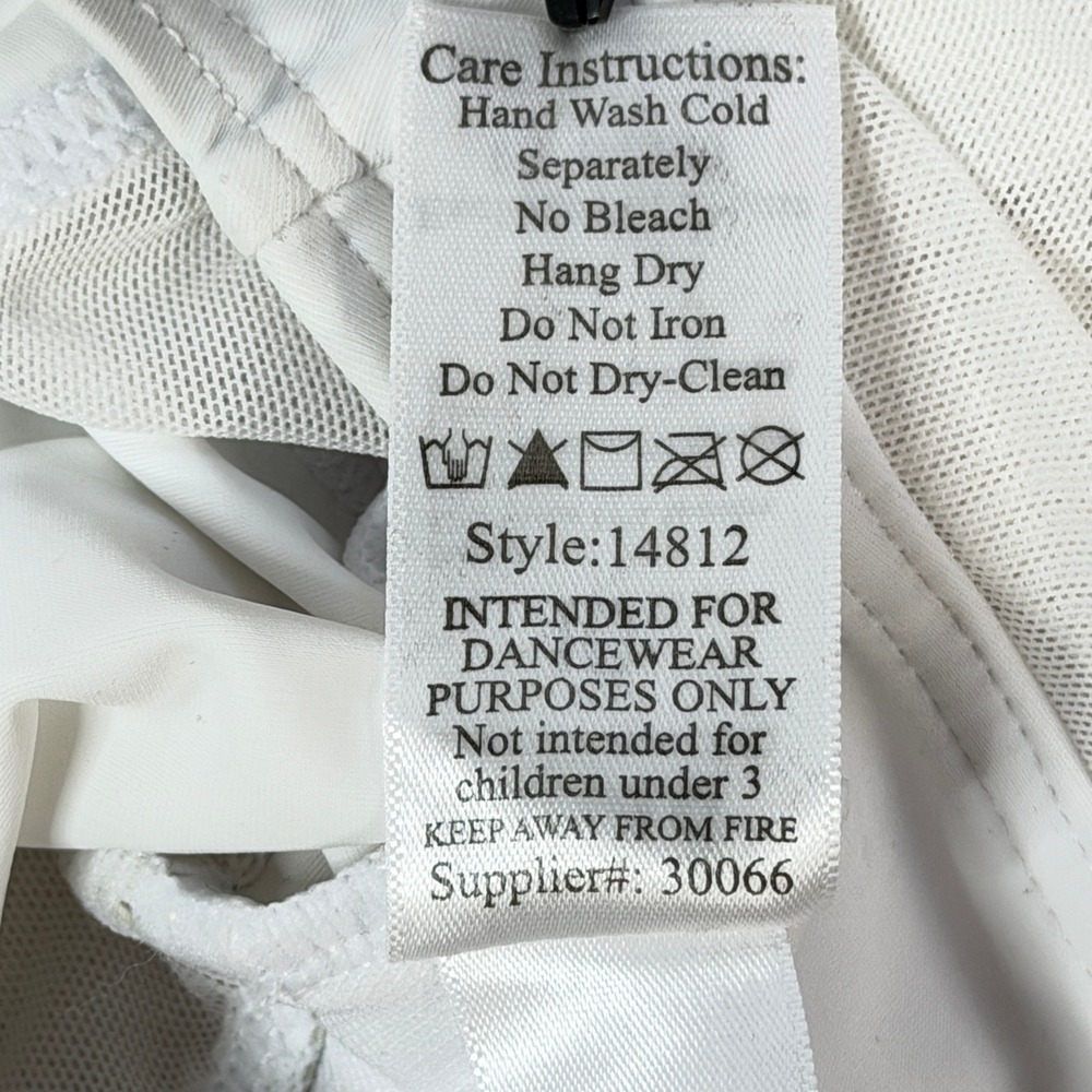 Balera‎ White Long Sleeve Mesh Double X-Back Dance Leotard IC Intermediate Child - Picture 8 of 9